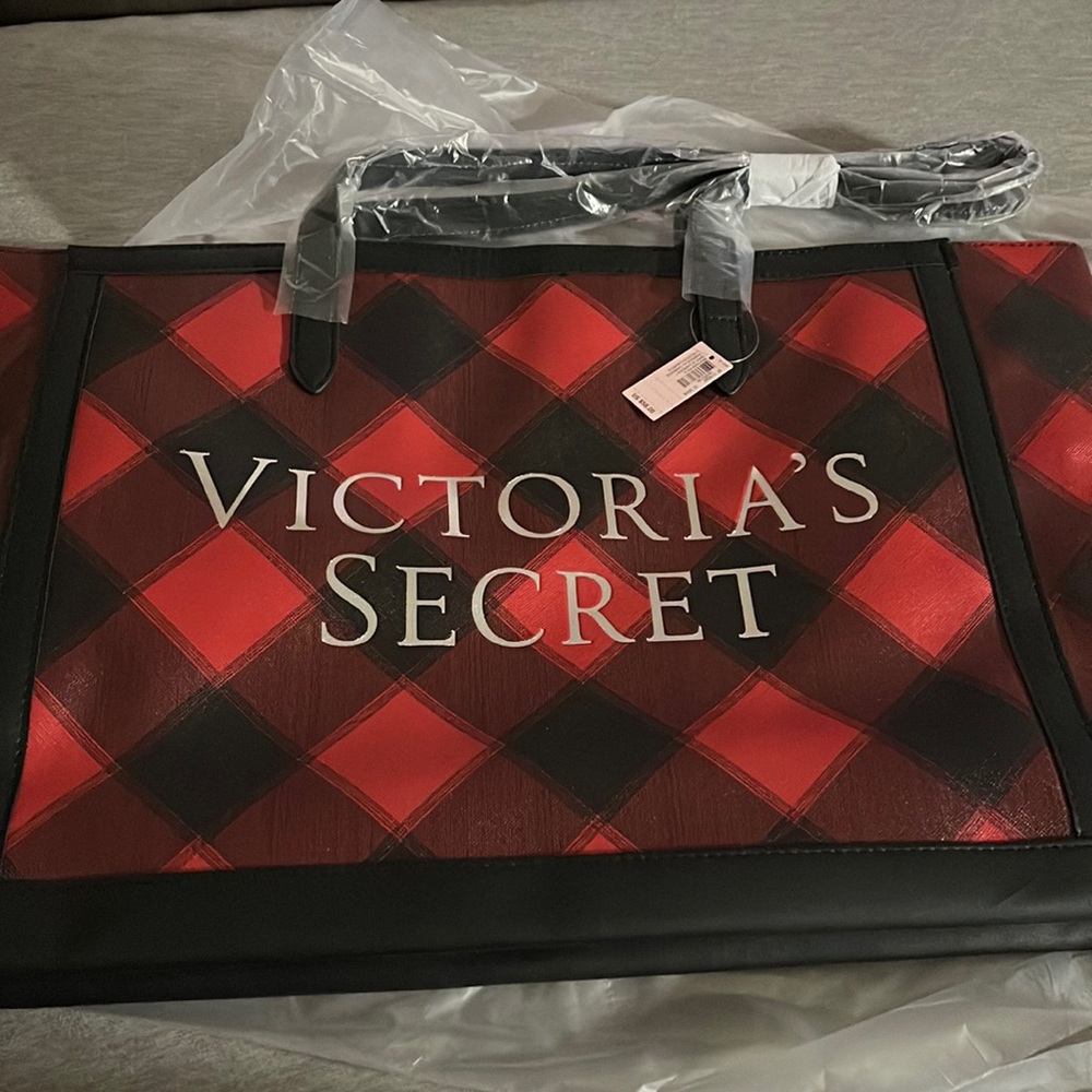 Victoria secret holiday red and black tote
